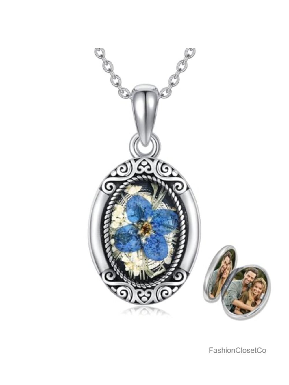 Sterling Silver Locket Necklace Holds Pictures Vintage Jewelry Gift